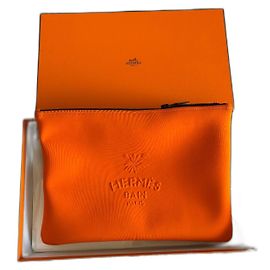 Pochette Hermès Neobain Orange Motif Léopard Orange