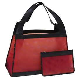 CHANEL Borsa a mano in nylon rosso CC Auth EC1000 Rosso