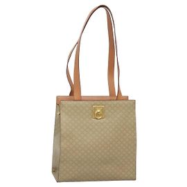 Céline Bolsa Tote em Lona Macadam CELINE PVC Bege Dourado Auth 128779 Bege Dourado