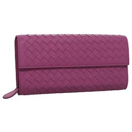 Autre Marque BOTTEGA VENETA INTRECCIATO Long Wallet Leather Purple Auth 103477M Purple