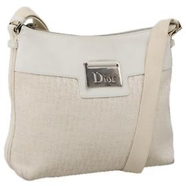 Christian Dior Trotter Canvas Shoulder Bag White Auth 103087V White
