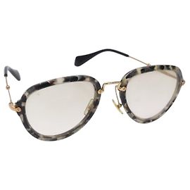 Miu Miu Sunglasses metal Gold Auth BA3723 Golden