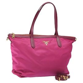 Borsa Tote PRADA Nylon 2way Rosa Oro Auth ki5497V Rosa D'oro