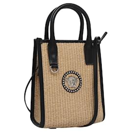 VERSACE Handtasche Raffia 2way Beige Auth EC392AV Beige