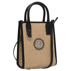 Bolso VERSACE Raffia 2way Beige Auth EC392AV Beige