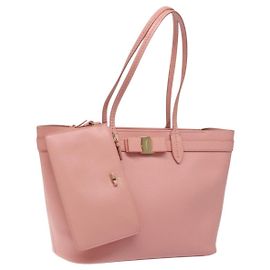 Sac à épaule Salvatore Ferragamo en cuir rose et or Auth MX166V Rose Doré