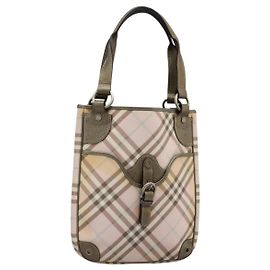 Burberry Bolsa Tote Nova Check em PVC Rosa Auth BD898 Rosa