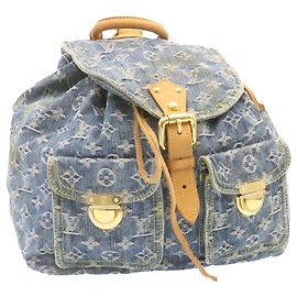 LOUIS VUITTON Monogram Denim Sac a Dos GM Backpack Blue M95056 LV Auth 23405V Blue