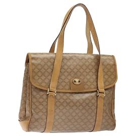 Céline CELINE Macadam Canvas Handtasche PVC Beige Gold Auth bs27832 Beige Golden