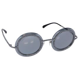 CHANEL Sunglasses plastic Black CC Auth 131207V Black