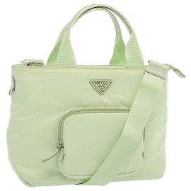 PRADA Handtasche Nylon 2-Wege Hellgrün Auth 68918AV Hellblau