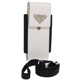 PRADA Cell Phone Case Patent leather White Auth 75214V White