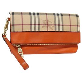Burberry Nova Check Clutch Tasche aus PVC-Leder Beige Orange Auth 83126AV Beige Orange