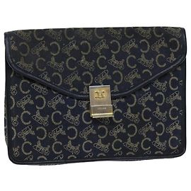 Céline CELINE C Macadam Canvas Clutch Bag Navy Auth bs14643 Navy blue