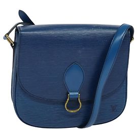 LOUIS VUITTON Bolsa de Ombro Epi Saint Cloud GM Azul Toledo M52195 LV Auth ep8466 Azul