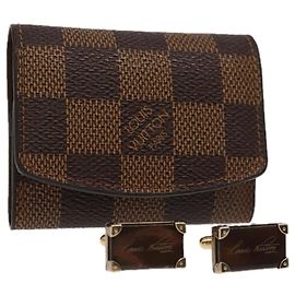 LOUIS VUITTON Botones de Puño Damier Senior Tul M65737 Auth 97339V Damier ebene