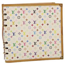 CUBIERTA DE NOTAS VENDREDI MONOGRAMA MULTICOLOR LOUIS VUITTON BLANCA LV Auth am474bAV Blanco