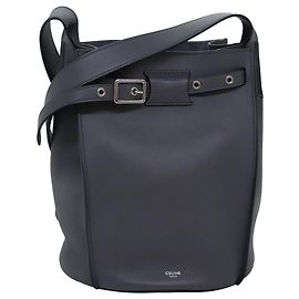 Céline CELINE Grande bolsa Bolsa de Ombro Couro Cinza Auth 74791SAM Marrom