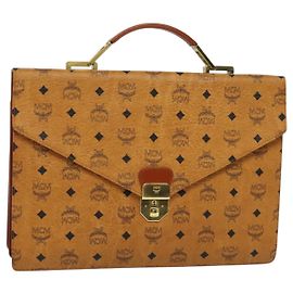 MCM Vicetos Logogram Borsa da Lavoro in Pelle PVC Marrone Auth bs24007 Marrone