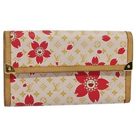 Carteira Internacional Cherry Blossom LOUIS VUITTON Auth 117626AM Rosa Monograma