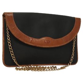 Borsa a spalla in pelle Christian Dior nera e oro Auth bs27816 Nero D'oro