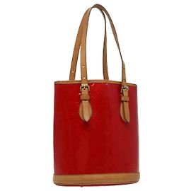 LOUIS VUITTON Sac à épaule Bucket PM Monogram Vernis SPO Rouge LV Auth bs18759V Rouge