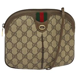 Bolsa Sherry Line GG Supreme Web da GUCCI em PVC bege e dourado 904 02 047 Auth ep9738 Bege Dourado