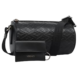 VERSACE Schultertasche aus schwarzem Leder Authentisch 114763 Schwarz