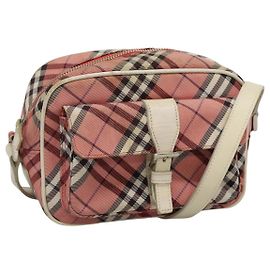 Borsa a spalla Burberry Nova Check Blue Label in nylon rosa argento autentica ac3585 Argento Rosa