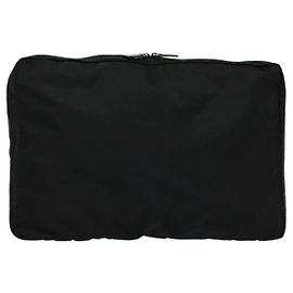 PRADA Travel Case Nylon Black Silver Auth 129117 Black Silvery