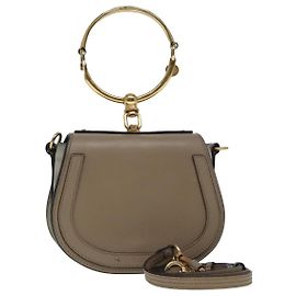 Chloé Chloe Nile Hand Bag Leather 2way Brown Gold Auth 89736V Brown Golden