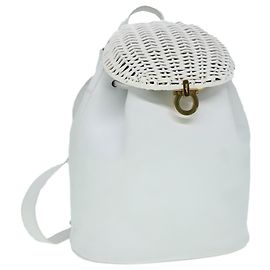 Zaino Salvatore Ferragamo in pelle vimini bianco e oro Auth 89808V Bianco D'oro