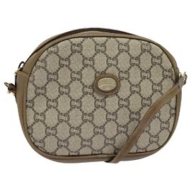 Borsa a Spalla GUCCI GG Plus Supreme PVC Beige Oro Auth ep9746 Beige D'oro