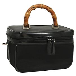 GUCCI Vanity Bamboo Pouch Nylon Preto Prata 013 2122 2490 Auth gh340 Preto Prata