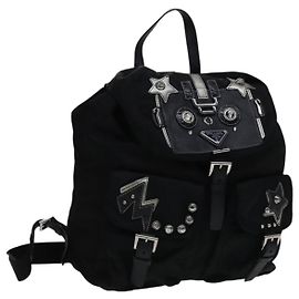 PRADA Backpack Nylon Black Auth 112941V Black