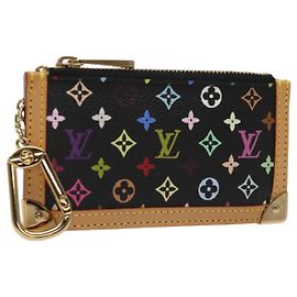 LOUIS VUITTON Monogram Multicolor Pochette Cles Purse Black M92654 Auth EC410SV Black