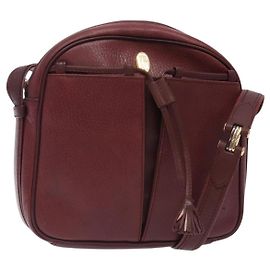 Bolsa de Ombro Cartier em Couro Bordeaux Dourado Auth bs28003 Dourado Bordeaux