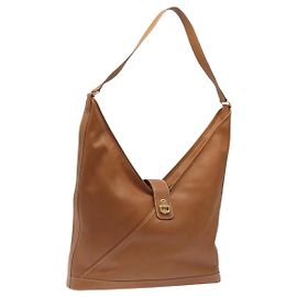 Hermès HERMES Bolsa de Ombro Duska Couro Marrom Ouro Auth bs25701 Marrom Dourado