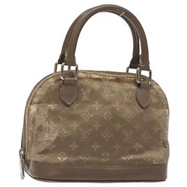LOUIS VUITTON Monogram Satin Little Alma Handtasche Grau M92147 LV Auth MY080 Braun