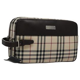 BURBERRY Nova Check Clutch Bag Nylon Beige Auth BA224AV Beige