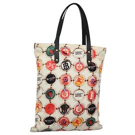 Bolsa Tote de Nylon Dourada e Branca Auth 115199V da BURBERRY Branco Dourado