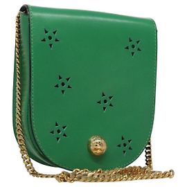 Céline Sac à épaule CELINE en cuir vert doré Auth 114967V Doré Vert