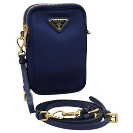 Borsa a Spalla PRADA in Nylon Blu Oro Auth KD114V Blu D'oro