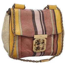 Chloé Borsa a Spalla in Pelle Chloe Chain Elsie Giallo Oro Auth yk17699 D'oro Giallo