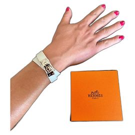 Hermès Kelly Double Tour Bracelet White Leather White