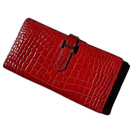Hermès Béarn Alligator Wallet Red Red