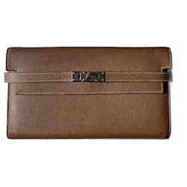 Portefeuille Hermès Kelly Long Epsom Taupe Camel