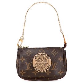 Mini Pochette Accessoires Louis Vuitton in monogramma marrone Marrone