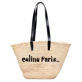 Céline Celine Panier Tote Classic em Raffia Bege Bege