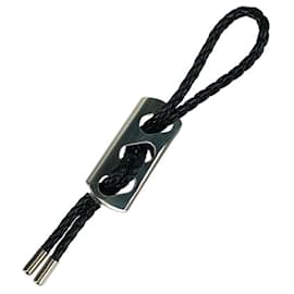Hermès-Hermes Black Leather Keychain Charm-Black